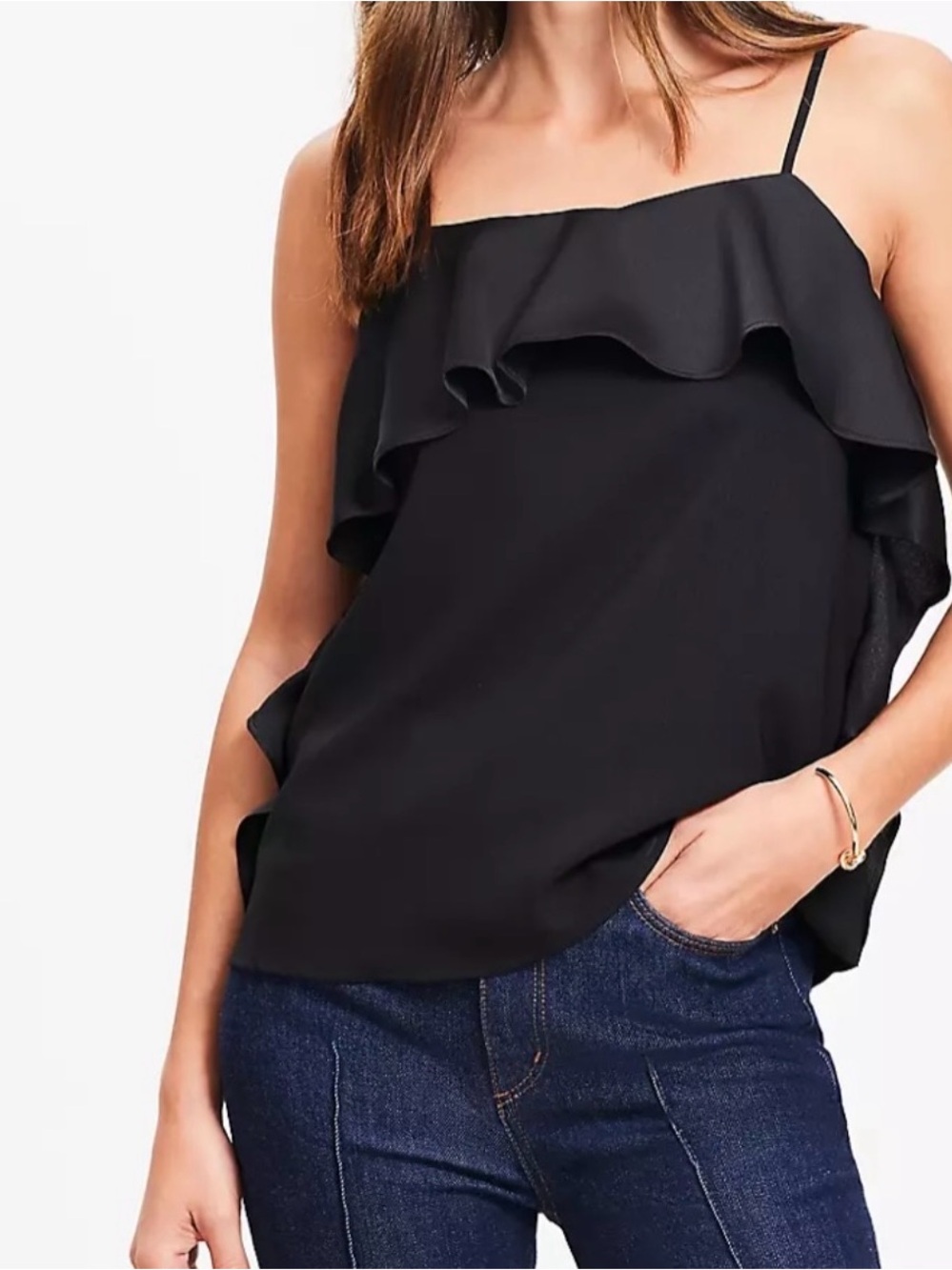 LOFT Ruffle Overlay Adjustable Strap Cami Top XL